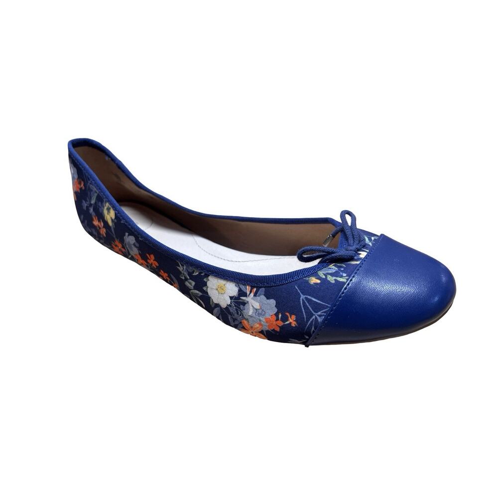 Land's End Women's Floral Cap Toe Bow Ballet Flats Size 11 B
